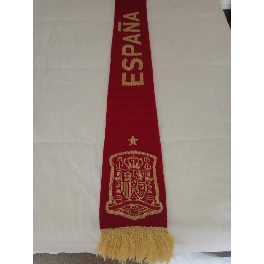 Spain Soccer Adidas Red Gold Scarf Bufanda Football España La Roja FIFA WC 2010